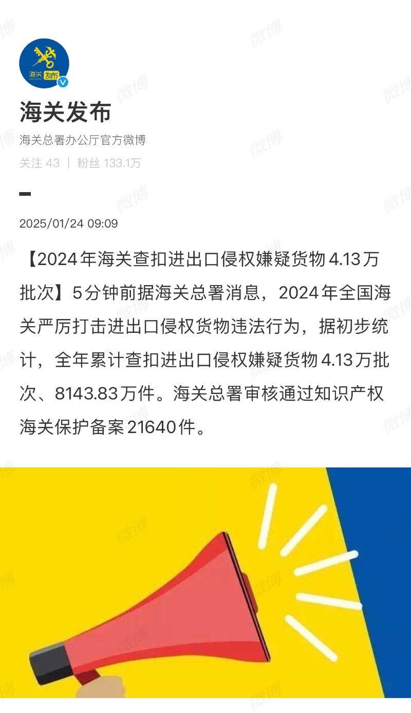 龙腾-2024年查扣侵权货物4.13万批次